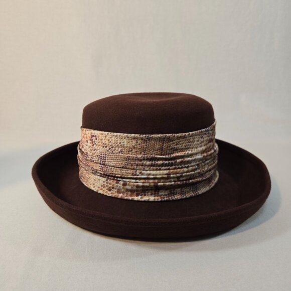 USA Vintage WPL 4384 Festival Artsy Rodeo Brown 100% Wool Rolled Brim Unisex HAT - Picture 8 of 17